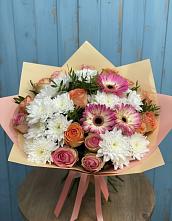 Букет цветов из:  Розы, Герберы и Хризантемы в Кольчугино