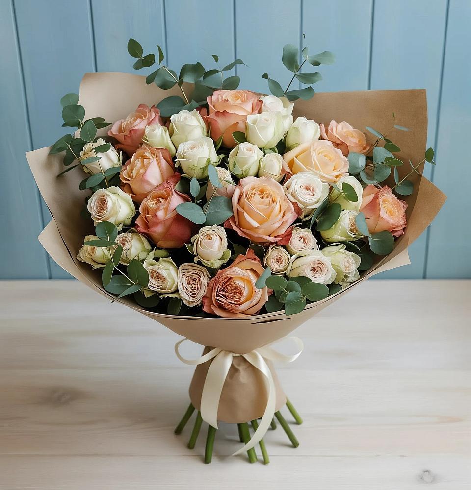 Букет цветов из: Альстромерии и Розы в Кольчугино