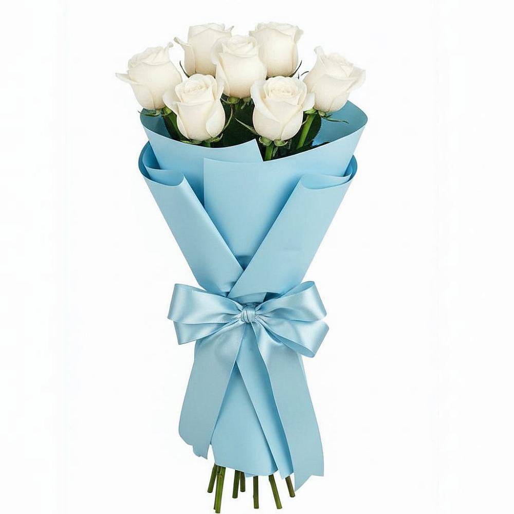 Букет 7 белых роз Проуд в Кольчугино