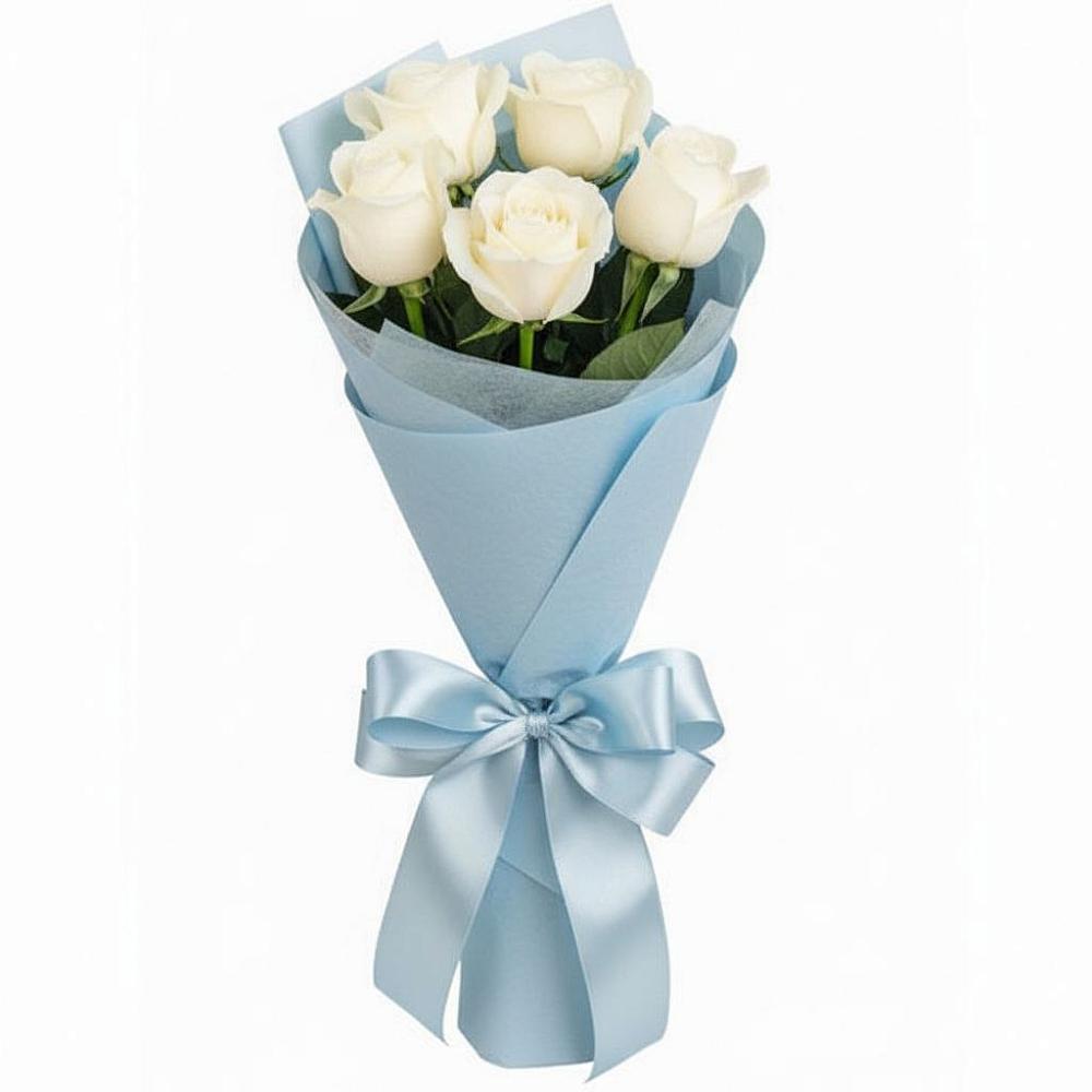 Букет 5 Белых роз Проуд в Кольчугино