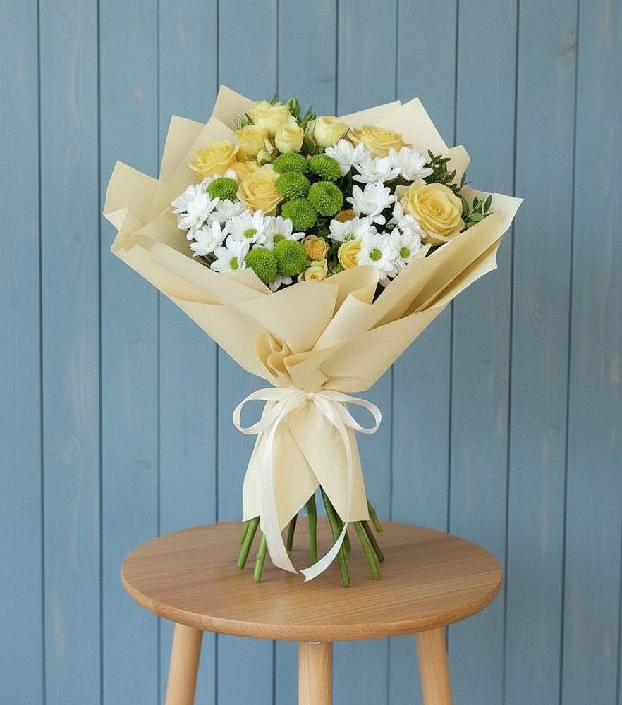 Букет цветов из: Хризантемы и Розы в Кольчугино