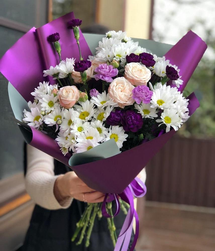 Букет цветов из: Хризантемы, Гвоздики и Розы в Кольчугино