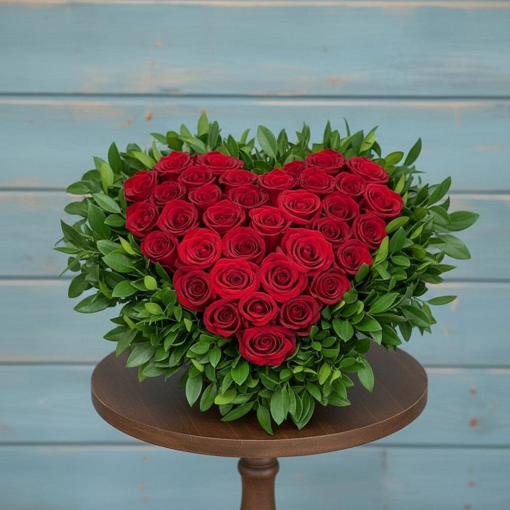 Цветочная композиция из Розы в виде сердца в Кольчугино