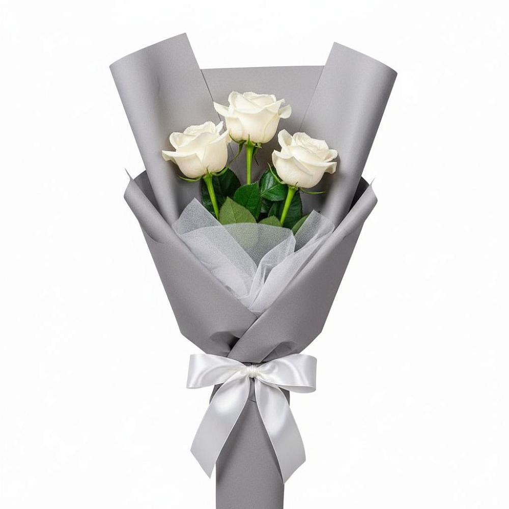 Букет 3 белые розы в Кольчугино