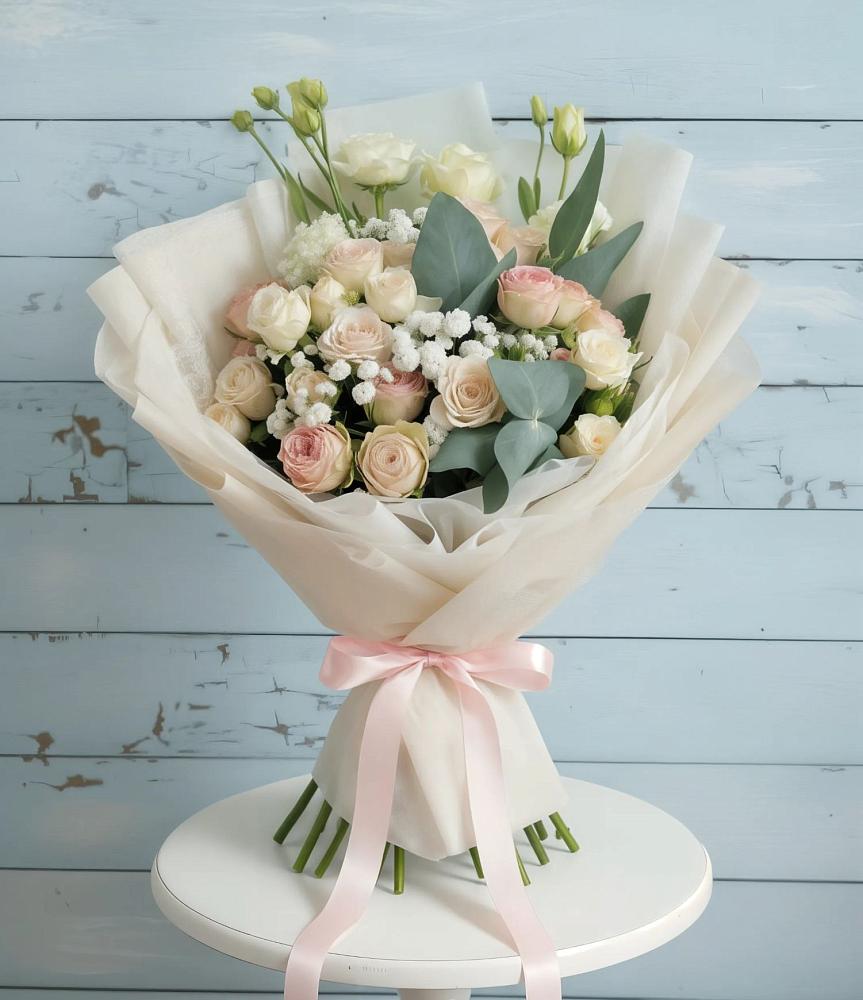 Букет цветов из: Розы и Лизиантусы в Кольчугино