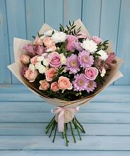 Букет цветов из:  Хризантемы, Розы и Альстромерии #REPLACE_PRED# Кольчугино