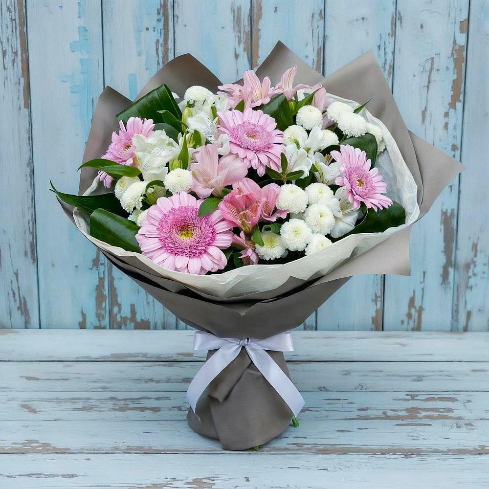Букет цветов из: Герберы, Альстромерии и Хризантемы в Кольчугино