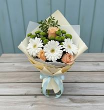 Букет цветов из:  Герберы, Розы и Хризантемы в Кольчугино