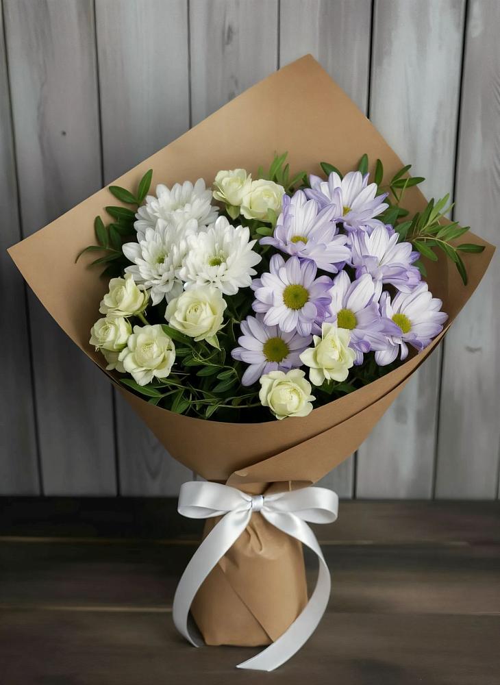 Букет цветов из: Хризантемы и Розы в Кольчугино